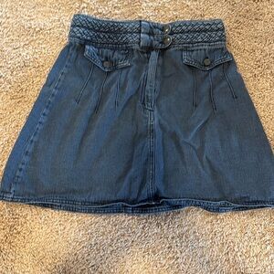Free People Hemp Braided Baby Mini Skirt Denim Size 6